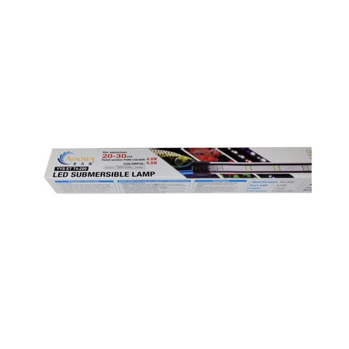 Box of LED submersible lamp on a white background